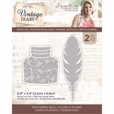 Crafter's Companion Vintage Diary Metal Dies - Feathered Quill